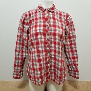 Eddie Bauer top Large plaid check button up down long sleeve cotton casual